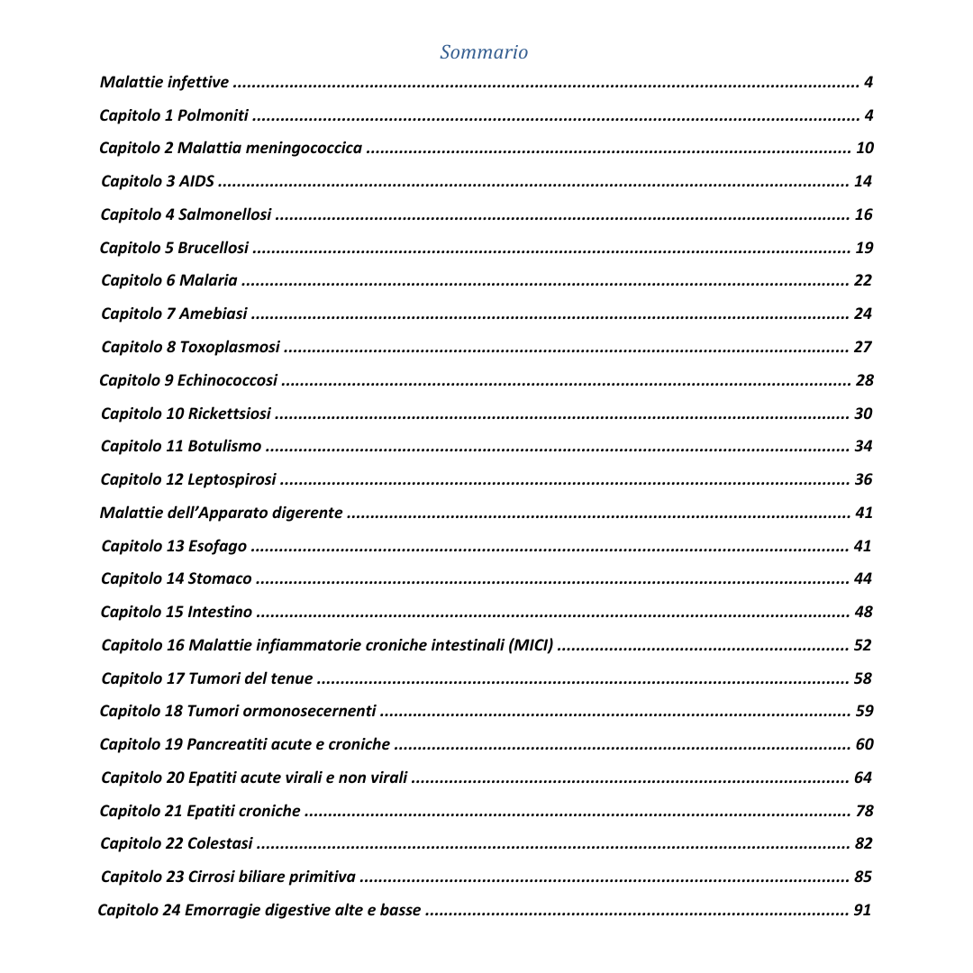 Appunti | sistematica delle malattie infettive e gastroenterologiche